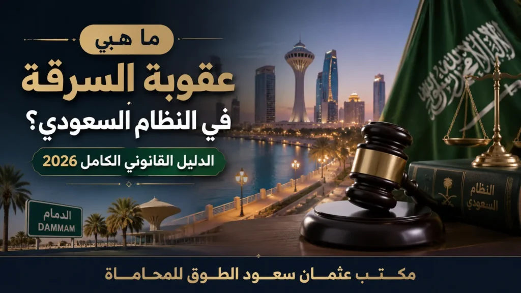 عقوبة السرقة في النظام السعودي 2026 مع شرح شروط حد السرقة والعقوبات التعزيرية في السعودية من مكتب عثمان سعود الطوق للمحاماة بالدمام